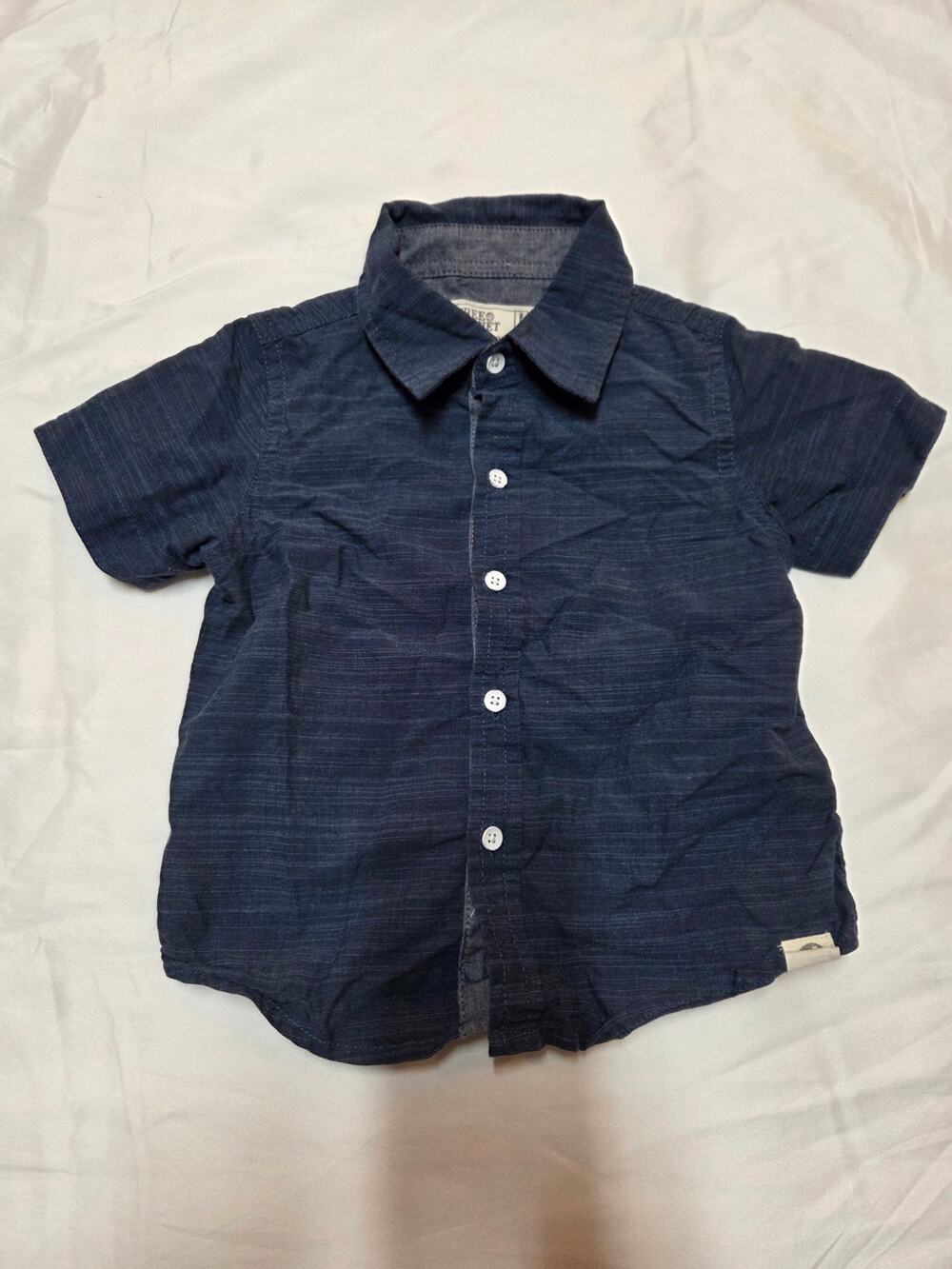 Free Planet Short-Sleeve Button-Down Shirt - Navy Blue 24M